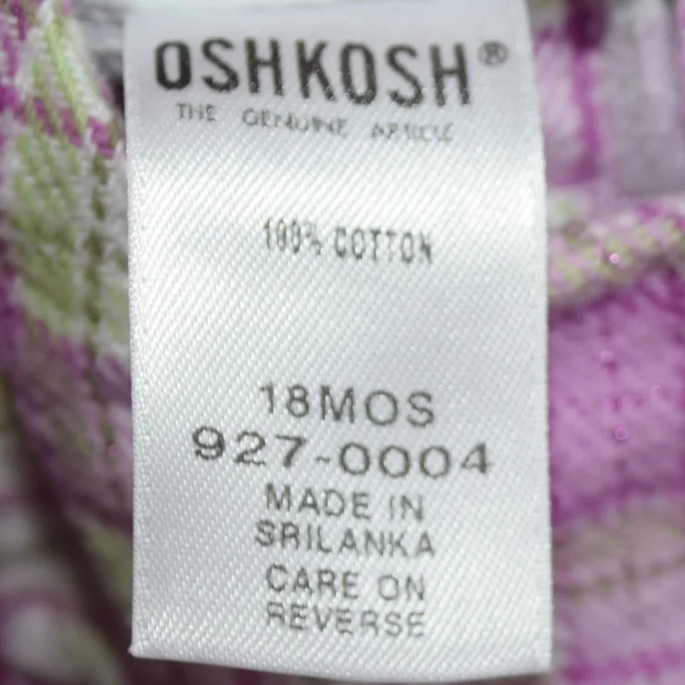 Oshkosh Purple and Lime Green Plaid 2 Piece Dress/Jumper - 18 Months